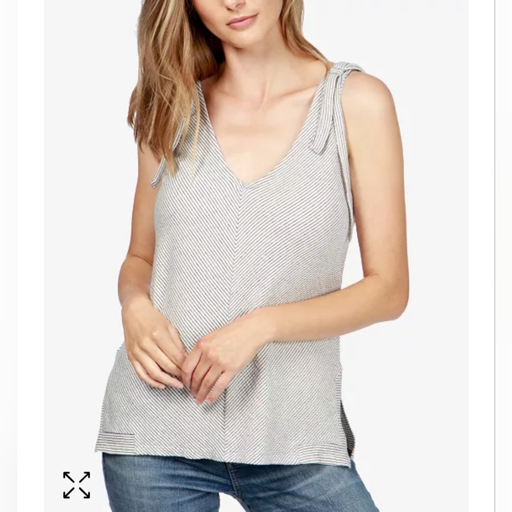 Lucky Brand women's bow tie tank top size Small Navy & white stripes